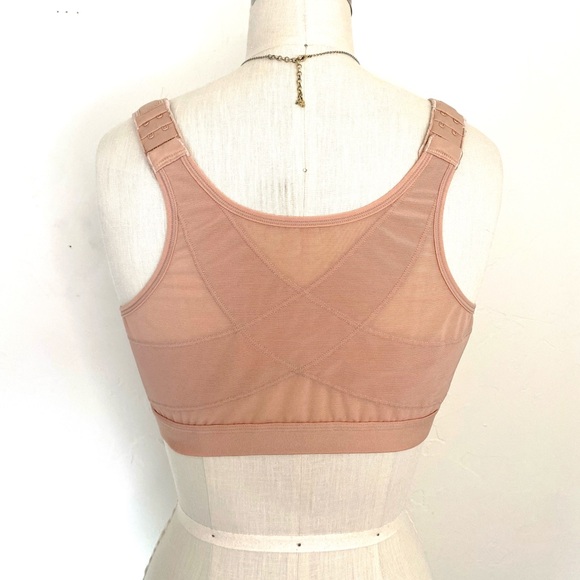 Delimira front closure Bra full coverage tan 40D Woman's with X back support - Picture 2 of 7